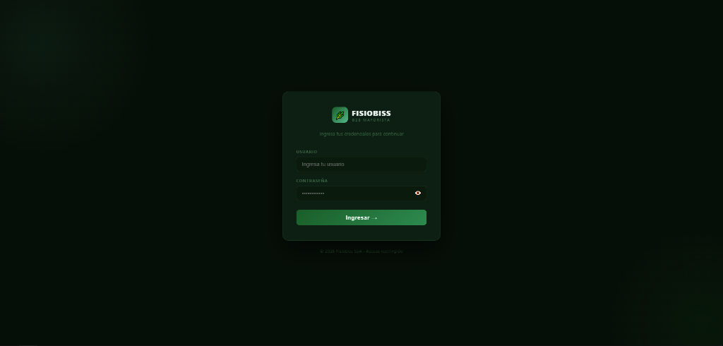 FisioBiss — Pantalla de Login